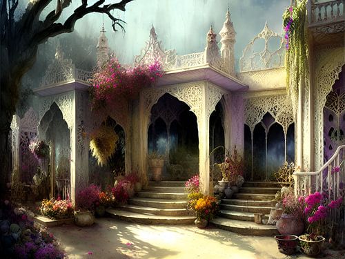 Een zomerse paleistuin