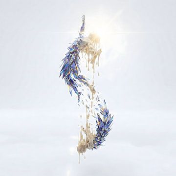 Schillernde Kristallform, die sich in Licht auflöst von Clay Artista