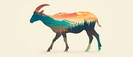 Mountain goat with landscape by Poster Art Shop