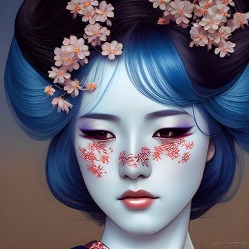 Geisha Woman Artwork van PsyBorgArt