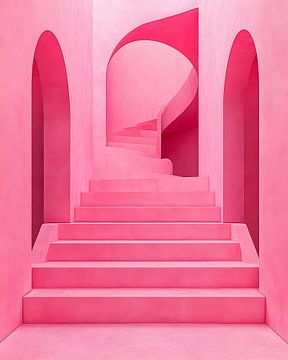 Roze Paradijs - Dromerige Trap naar Abstractie, Pastel Architectuur van But First Framing