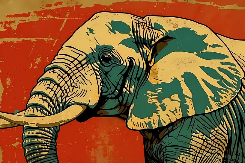 Colourful modern art elephant painting by Art & Soul Creations
