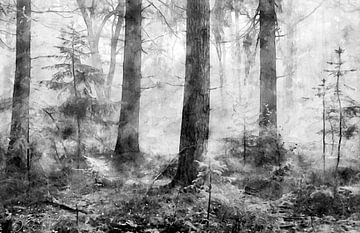 Aquarelle de la forêt brumeuse de l'automne sur Peter Bolman