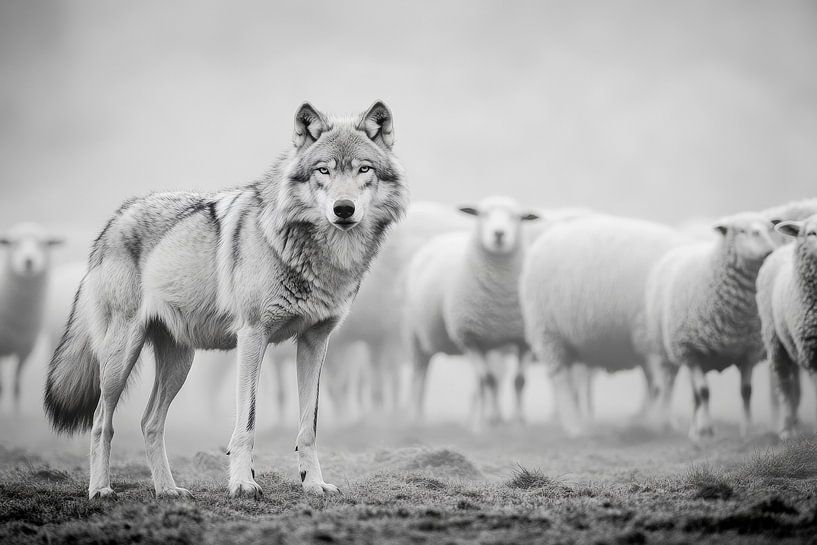 Wolf and sheep by Poster Art Shop