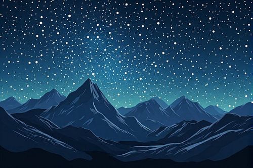 Majestic Mountain Valley onder een sterrenhemel