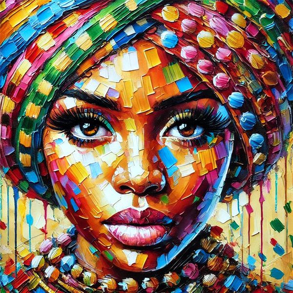African Beauty - Farben der Stärke – Porträt einer afrikanischen Frau im modernen Stil von Eric Nagel