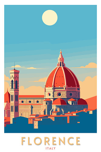 Der Dom von Florenz in warmem Licht | Italien-Poster