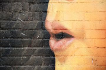 mond beschilder op een bakstenen muur sur Gerrit Neuteboom