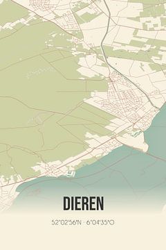Vintage landkaart van Dieren (Gelderland) van Rezona