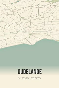 Vintage map of Oudelande (Zeeland) by Rezona