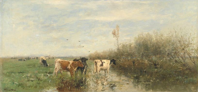 Vaches dans une prairie marécageuse, Willem Mari par Des maîtres magistraux