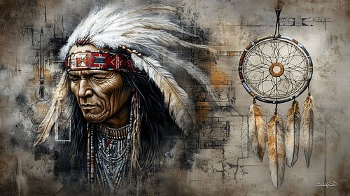 indiaan in Da Vinci stijl