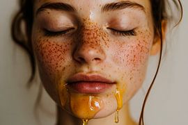 Beauté naturelle avec un masque au miel sur Poster Art Shop