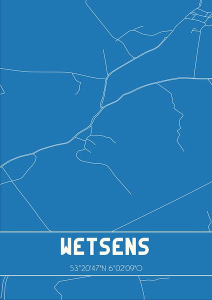 Blueprint | Map | Wetsens (Fryslan) by Prints of Place