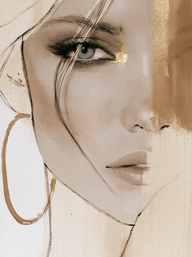 Golden Eye,  modernes Frauenporträt von Carla Van Iersel