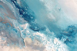 Eisblaues abstraktes Gemälde – elegant und minimalistisch von Joriali Abstrakte Kunst