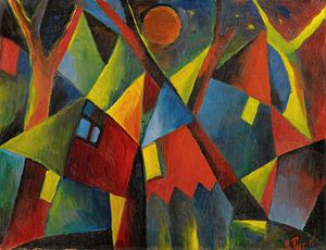 Arnold Topp - Gelbroter Mond Über Stürzenden Häusern (1919)