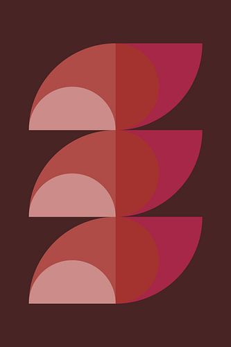 Abstracte geometrische kunst in retrostijl in roze, terra, bruin nr. 4