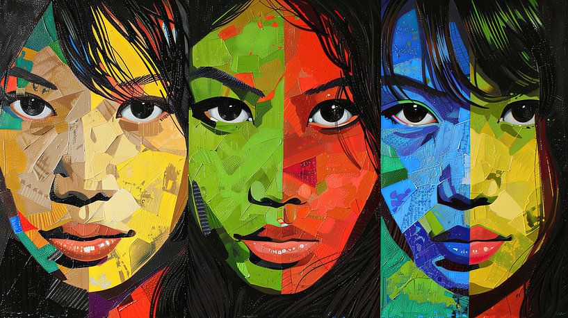 japanische frauen collage trio von Egon Zitter