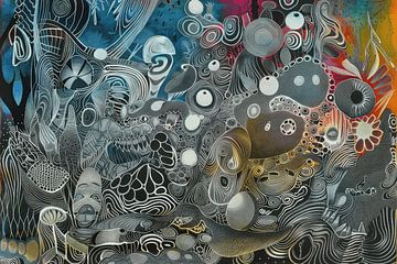Abstract, Zwart-Wit en Kleur -2 van Peter Pen tekeningen en schilderijen