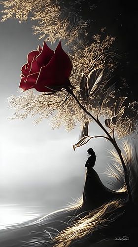 roos in rood, zwart of goud