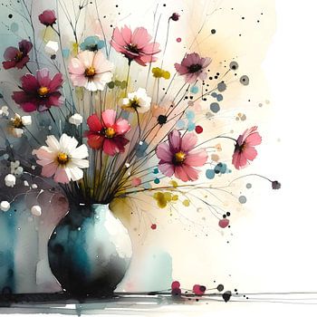 Vaas met zomerbloemen