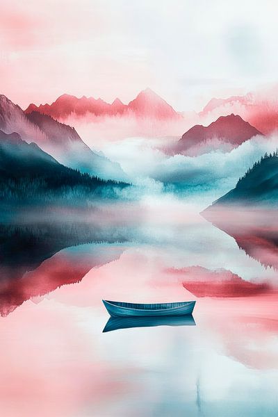Morgendunst über dem See von Poster Art Shop