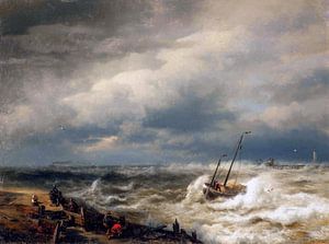 Vloed, Oostende - Hermann Herzog, 1869 van Atelier Liesjes
