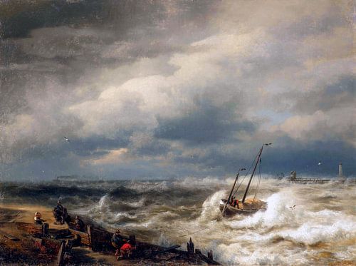 Vloed, Oostende - Hermann Herzog, 1869