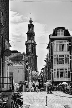 Westerkerk Jordaan Amsterdam Pays-Bas Noir et blanc sur Hendrik-Jan Kornelis