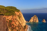 Sea view with a rock formation on the island of Zakynthos in Greece