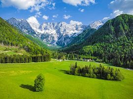 Zgornje Jezersko valley aerial view during springtime by Sjoerd van der Wal Photography