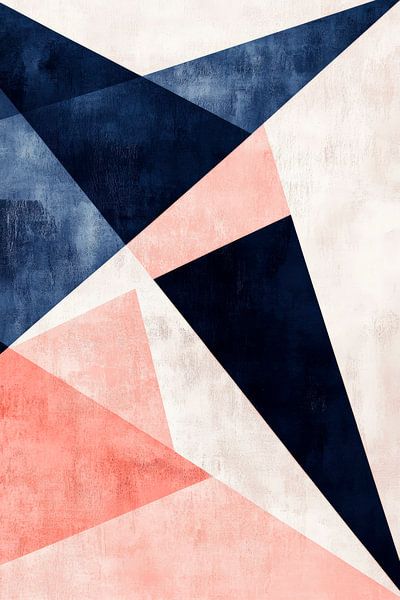 Geometrisches Farbspiel in Blau und Rosa von Poster Art Shop