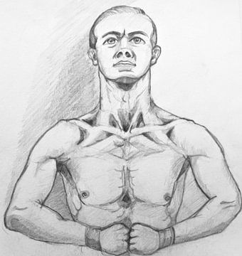 Tekening van een torso van een man. van Therese Brals