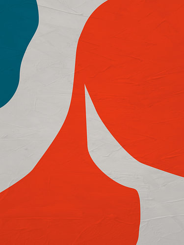 Minimalist abstract art featuring organic shapes in warm, colourful tones.