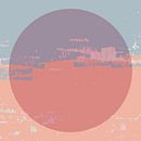 Moderne abstracte kunst. Pastelkleurstudie nr. 2. Stedelijke zonsondergang. van Dina Dankers thumbnail