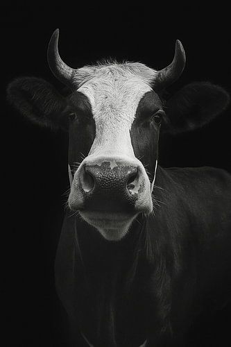 Koe Portret in Zwart-Wit