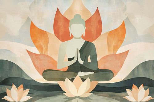 Abstracte Boeddha en lotus kunst