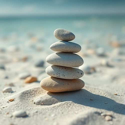 kiezelstenen op het strand zen stijl.