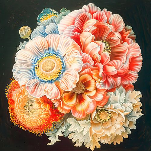 Fantasy floral art against dark background