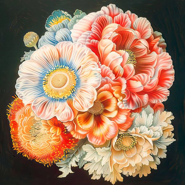 Fantasy floral Kunst gegen dunklen Hintergrund von Vlindertuin-Art