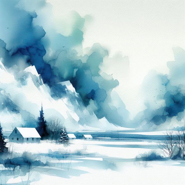 house on the edge of a snow hill by Subkhan Khamidi