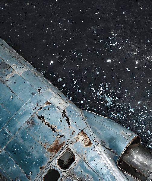 Flugzeugwrack von fernlichtsicht