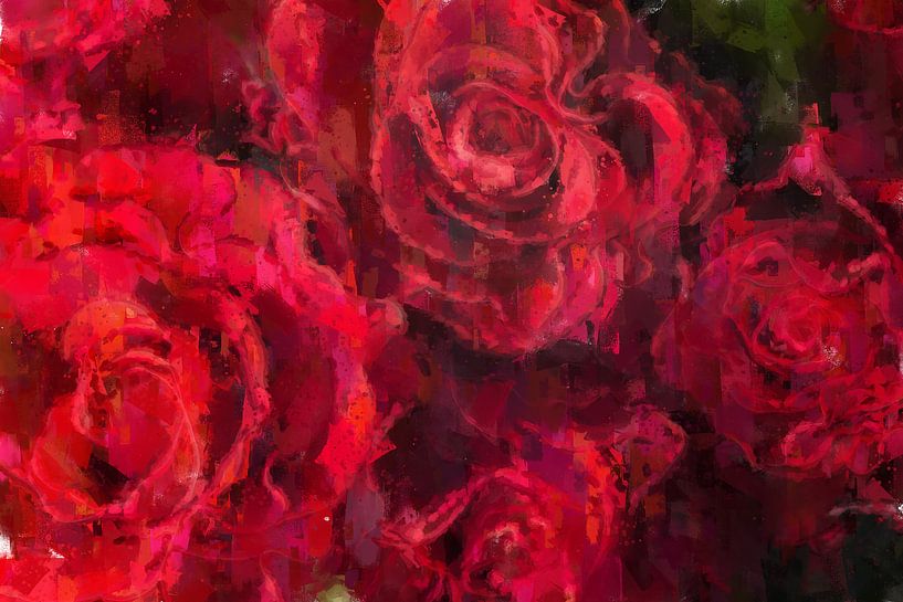 A bed of red roses by Theodor Decker