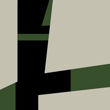 Geometrische Groene Zwarte Abstracte Vormen nr. 8 van Dina Dankers