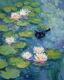 Monet: Kat in de waterlelievijver – Impressionisme van Floral Abstractions