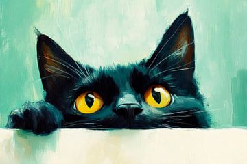 Zwarte kat van Poster Art Shop