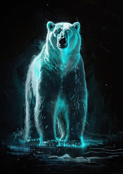 Peinture d'un ours polaire en néon par Caprices d'Art
