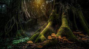 Atmosphäre im dunklen Wald
