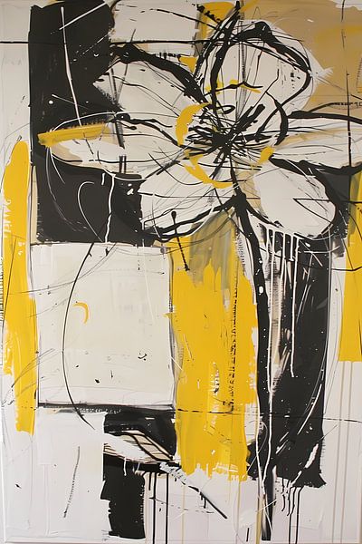 Art abstrait des tulipes en jaune et noir par Art & Soul Creations